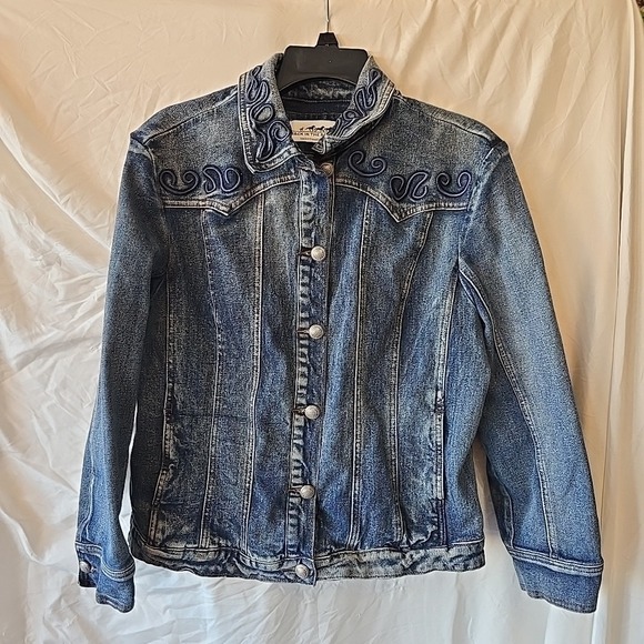 Back In The Saddle Jackets & Blazers - Back In The Saddle Womens L Denim Jacket Southwestern Detail Embroidery Rodeo